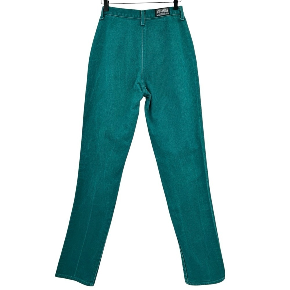 Vintage Roughrider Western Jeans High Waisted Embellished Cut Out Teal Black 24" - Picture 3 of 9